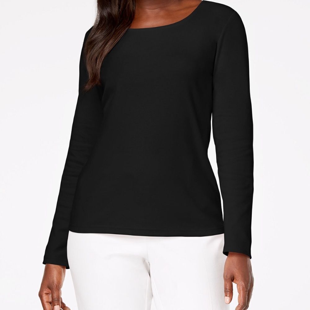Karen Scott Cotton Scoop-Neck Top